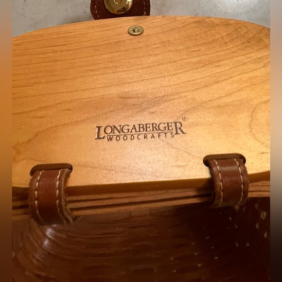 Rare Longaberger Hand Woven With Leather Strap And Trim Basket Purse Signed 2001 - Picture 4 of 14